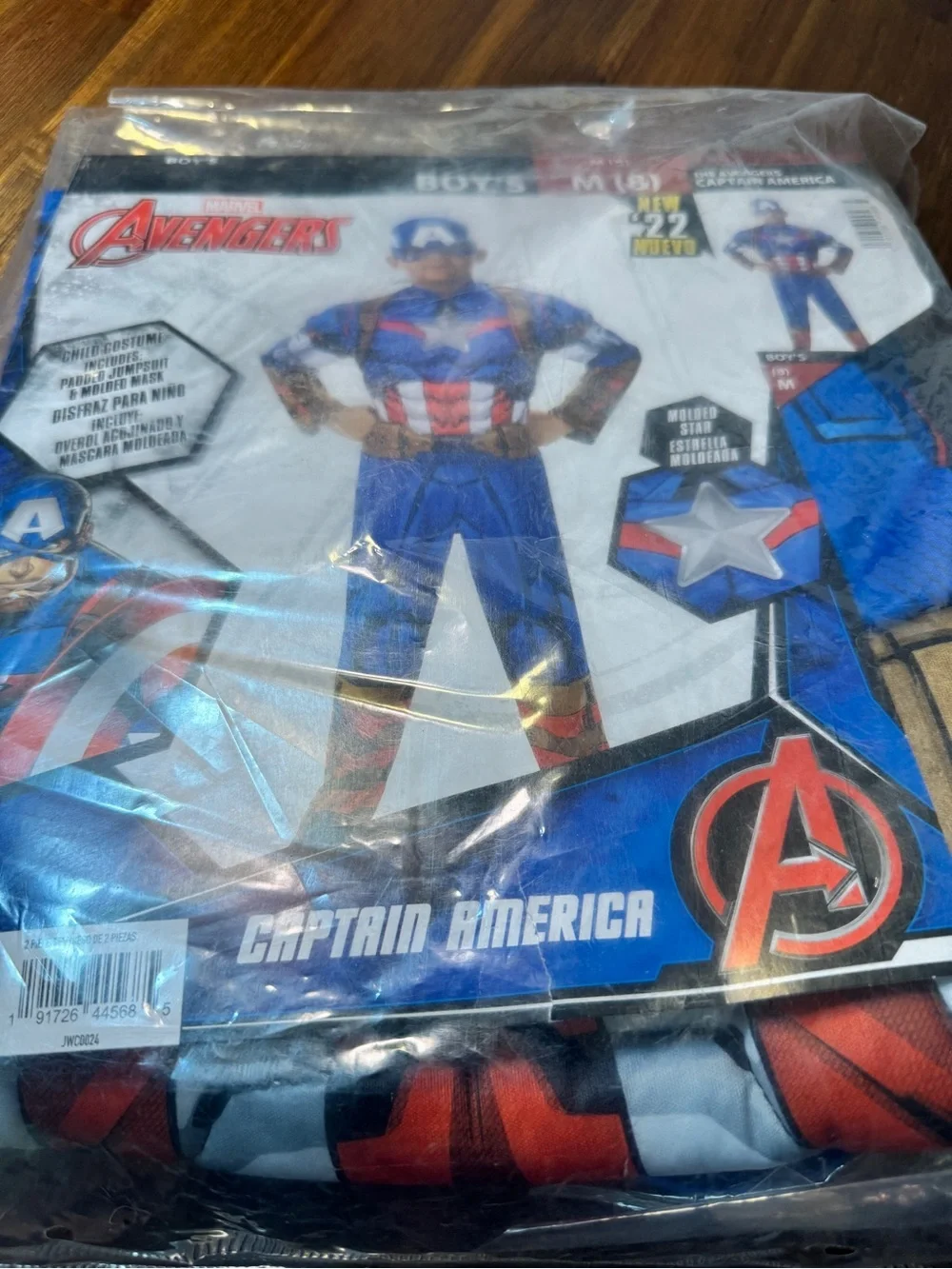 NWT Marvel Avengers Captain America Boys Size 8 Padded Halloween Costume + Mask
